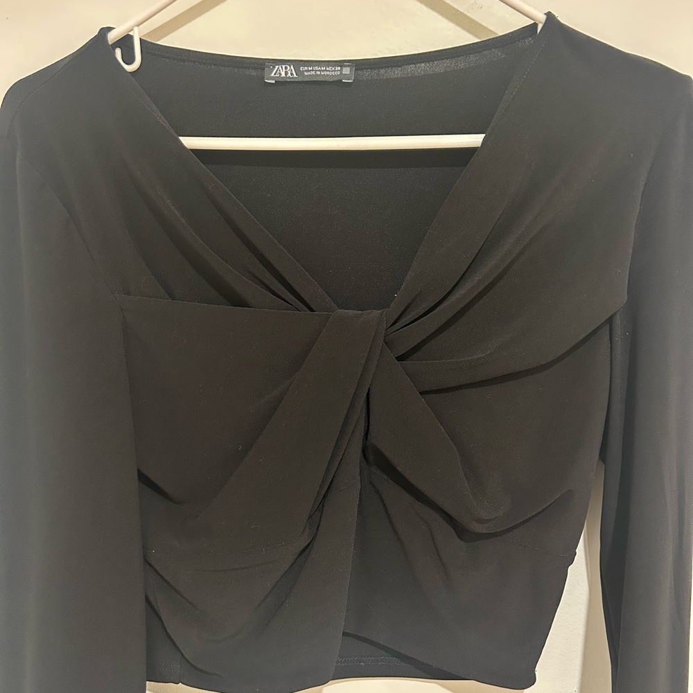 Zara Black Twist-Front Top